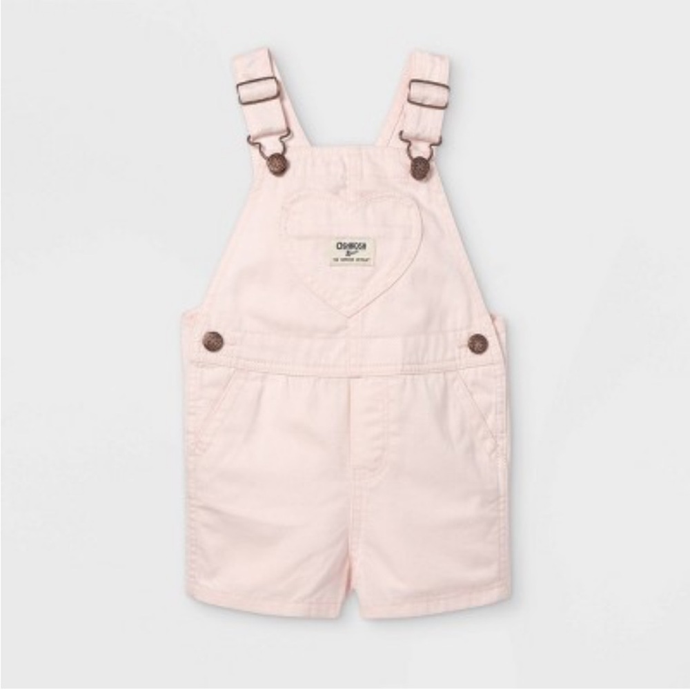 OshKosh Heart Pocket Shortalls Light Pink | 3T